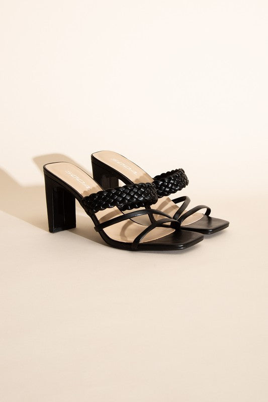 CARMEN-S BRAIDED STRAP SANDAL HEELS