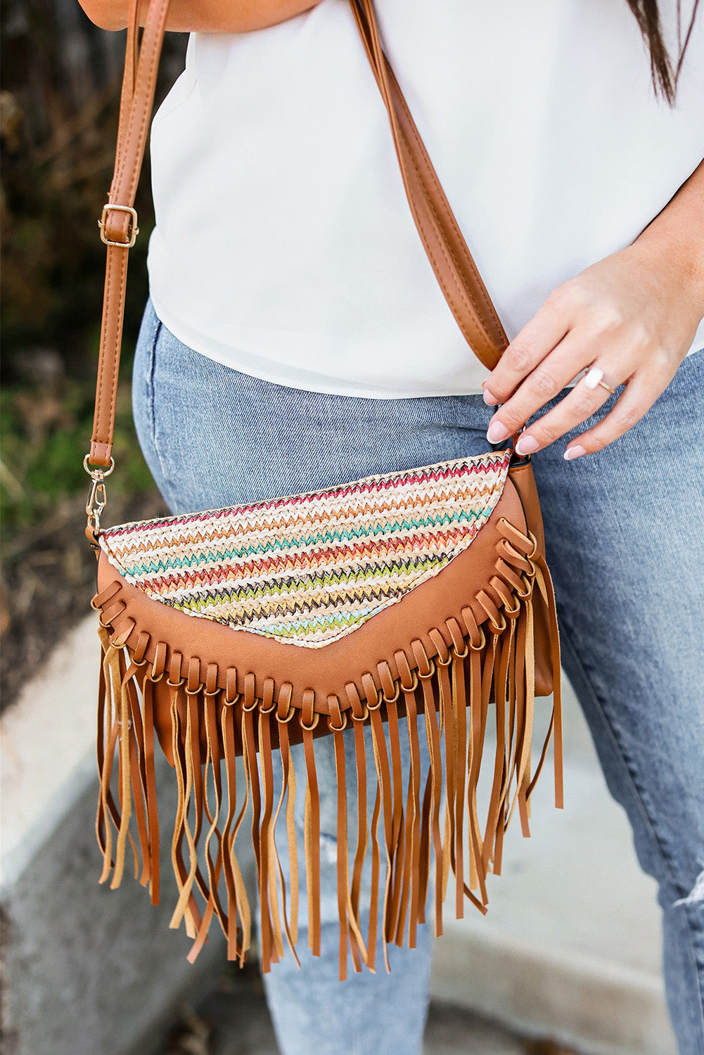 Boho Tribal Crossbody Fringe Envelope Bag