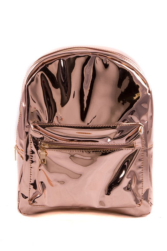 PATENT FAUX LEATHER BACKPACK