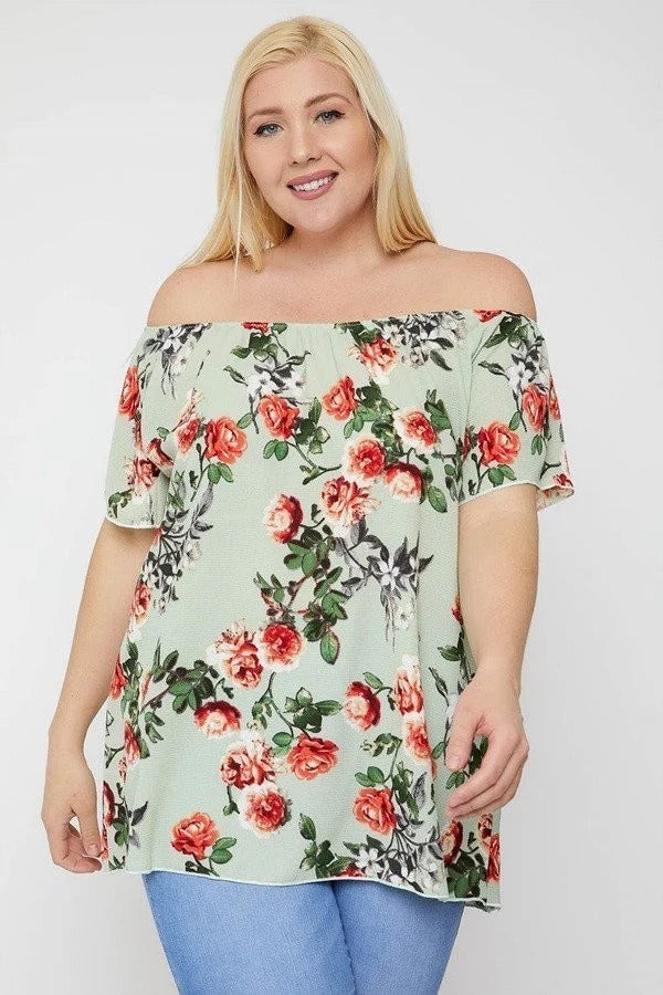 Floral Print Off The Shoulder Top