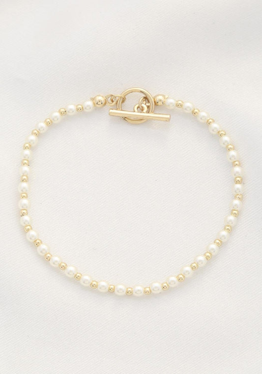 Sodajo Pearl Ball Bead Toggle Clasp Bracelet