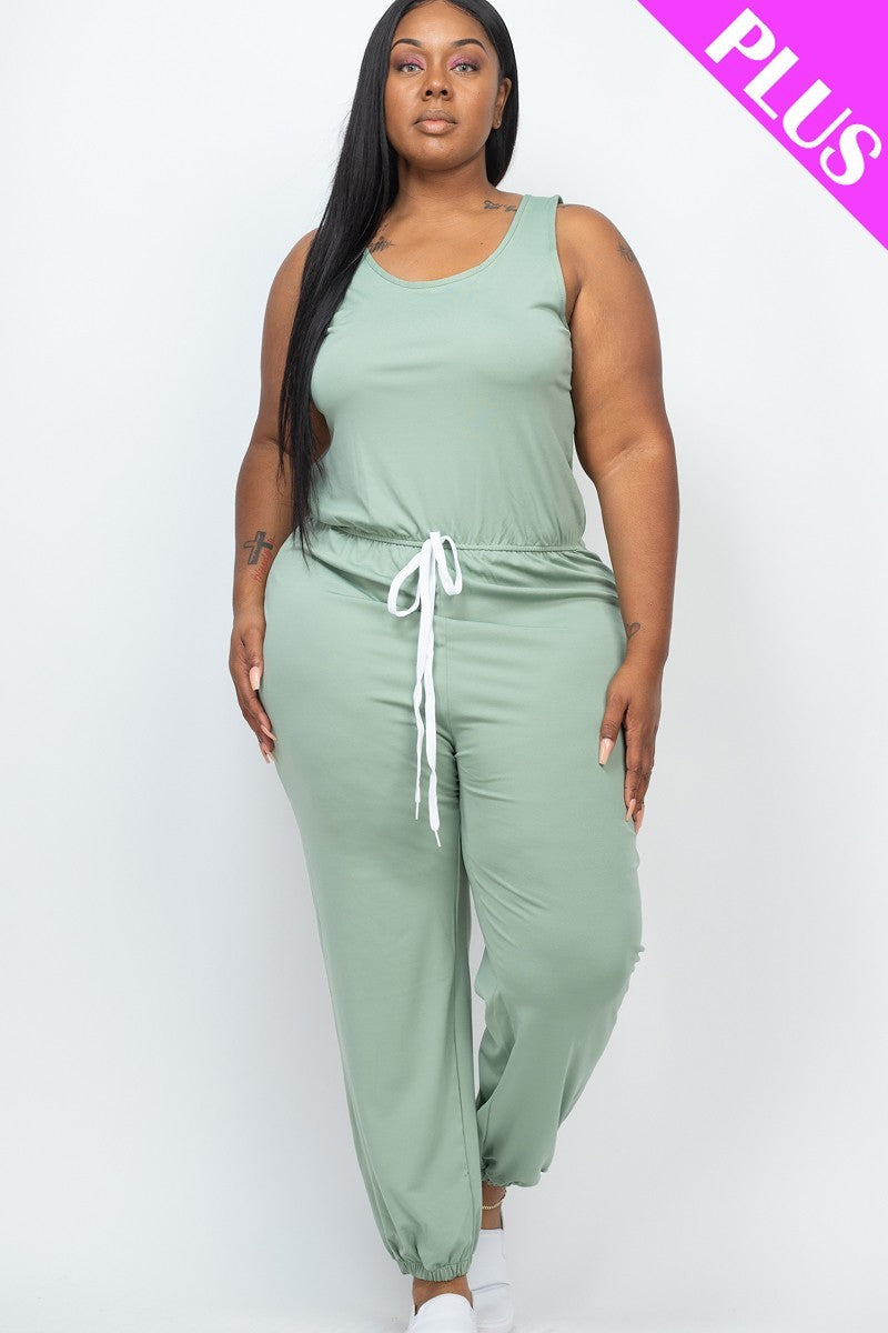 Plus Elasticized Waist Jogger Jumpsuit