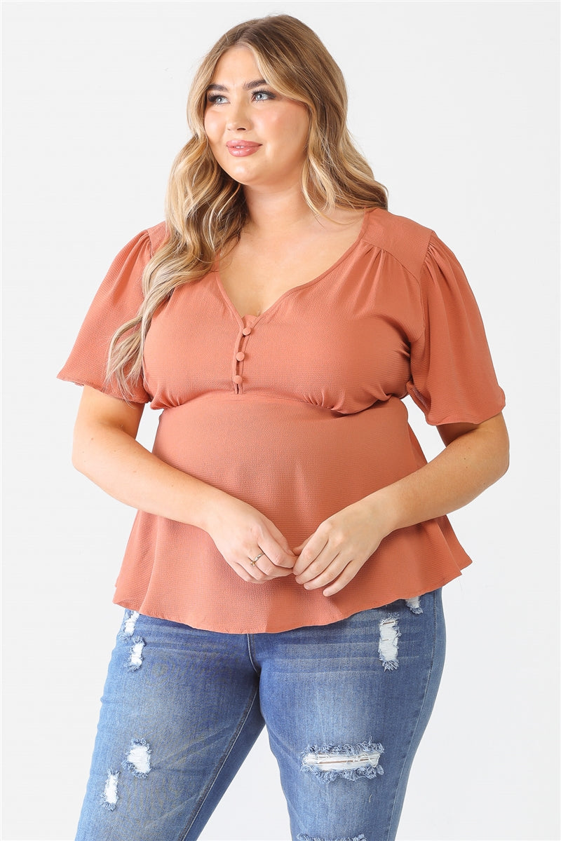 Plus Tie Detail Flare Top