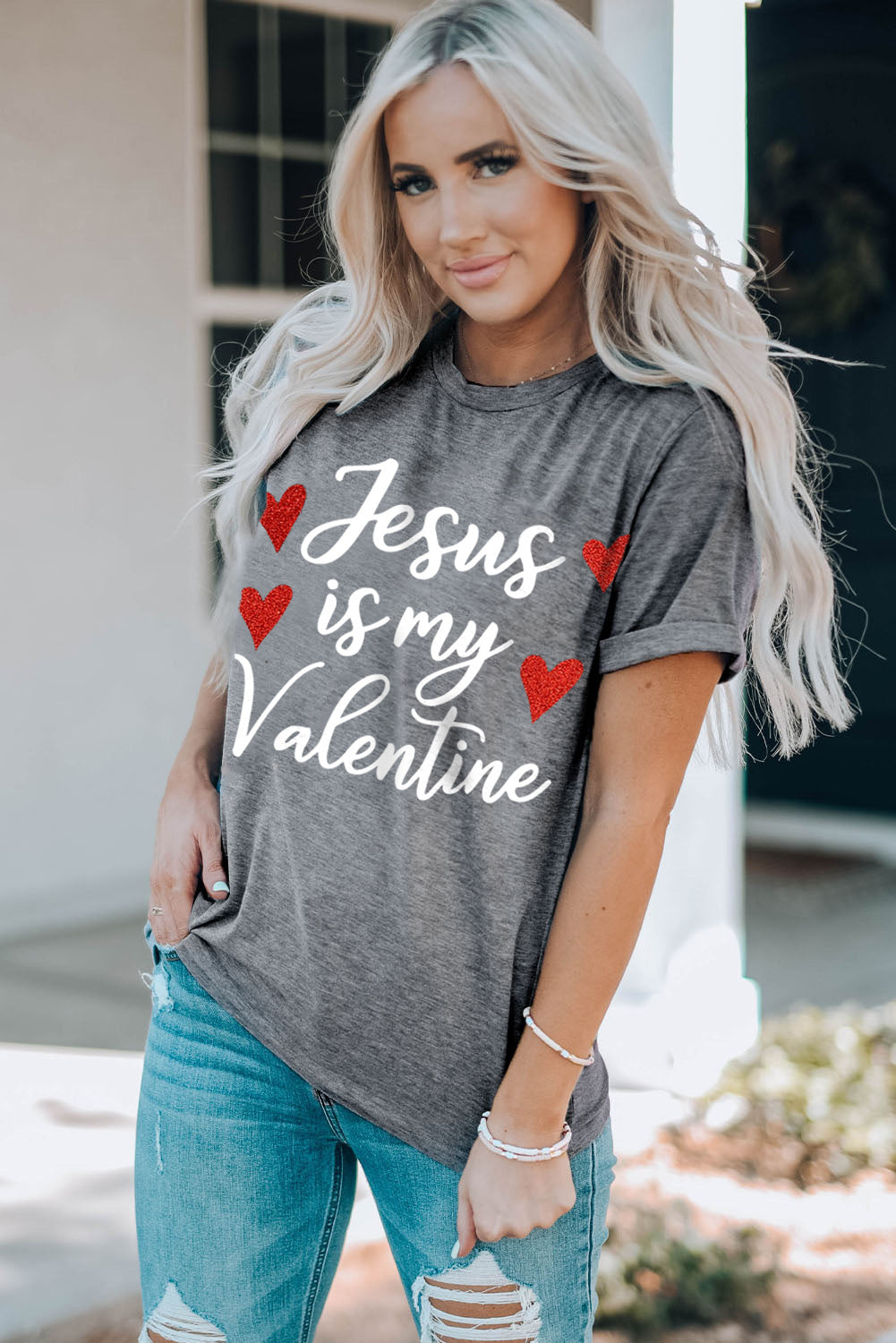 Sequin Heart Graphic Tee