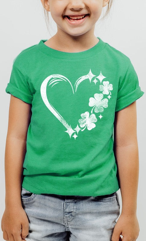 Distressed Clover Heart Patricks Kids Graphic Tee