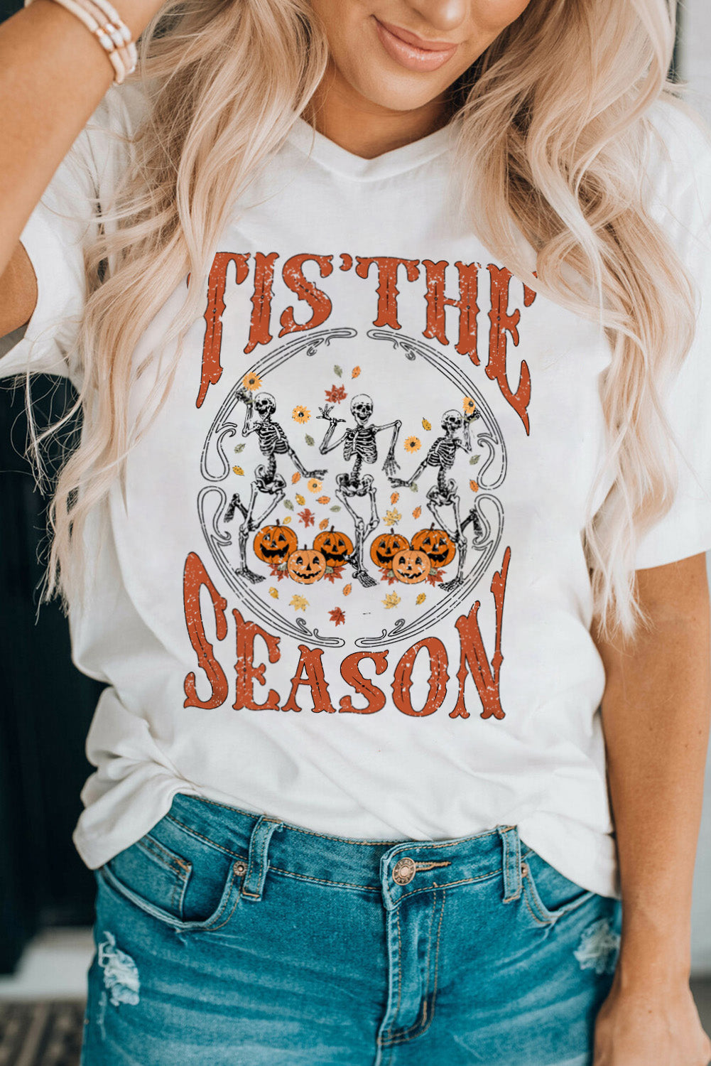 Round Neck Short Sleeve Halloween Season Graphic T-Shirt