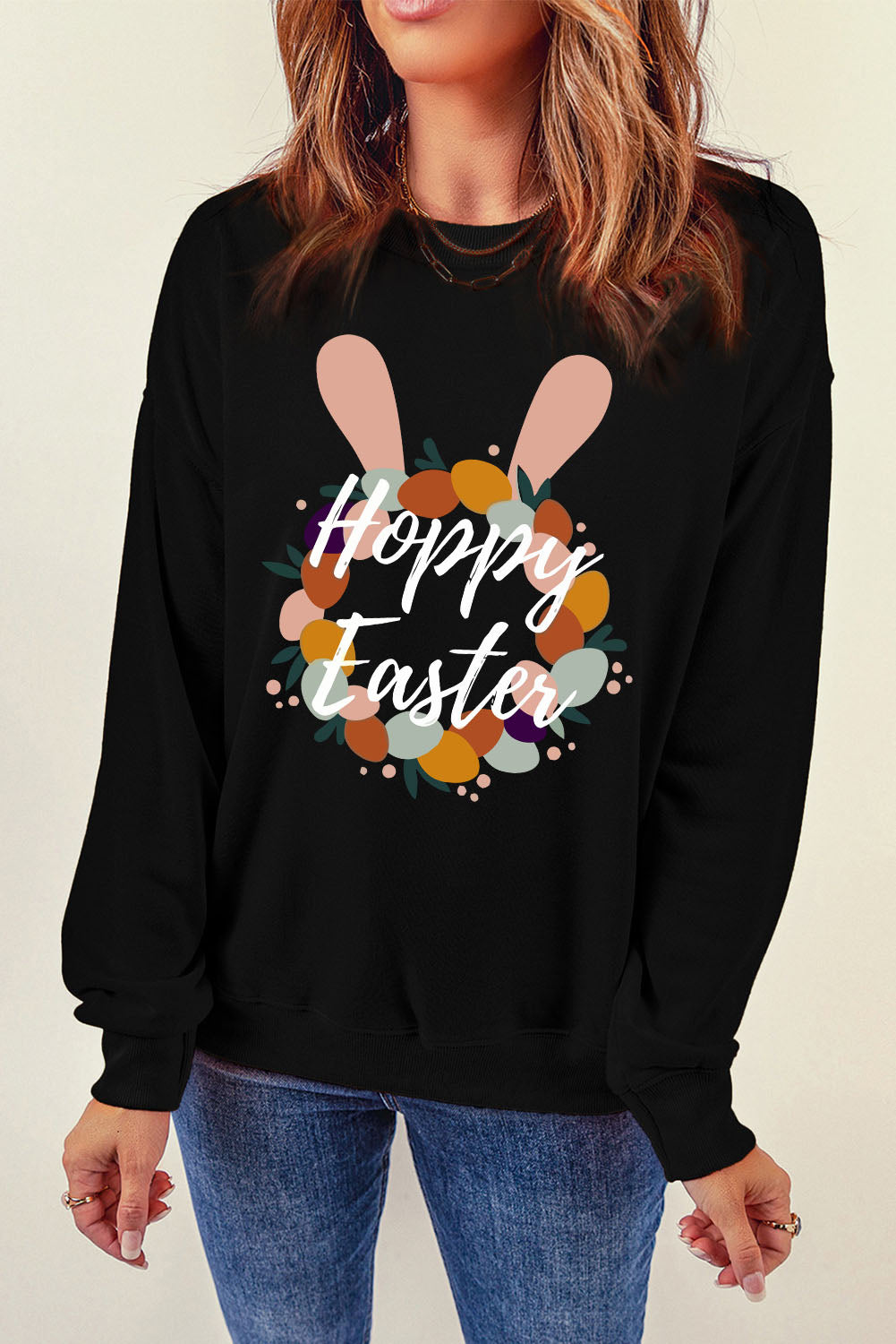 HAPPY EASTER Graphic Dropped Shoulder Sweatshirt