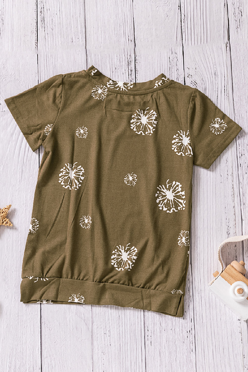 Girls Dandelion Print Round Neck Tee