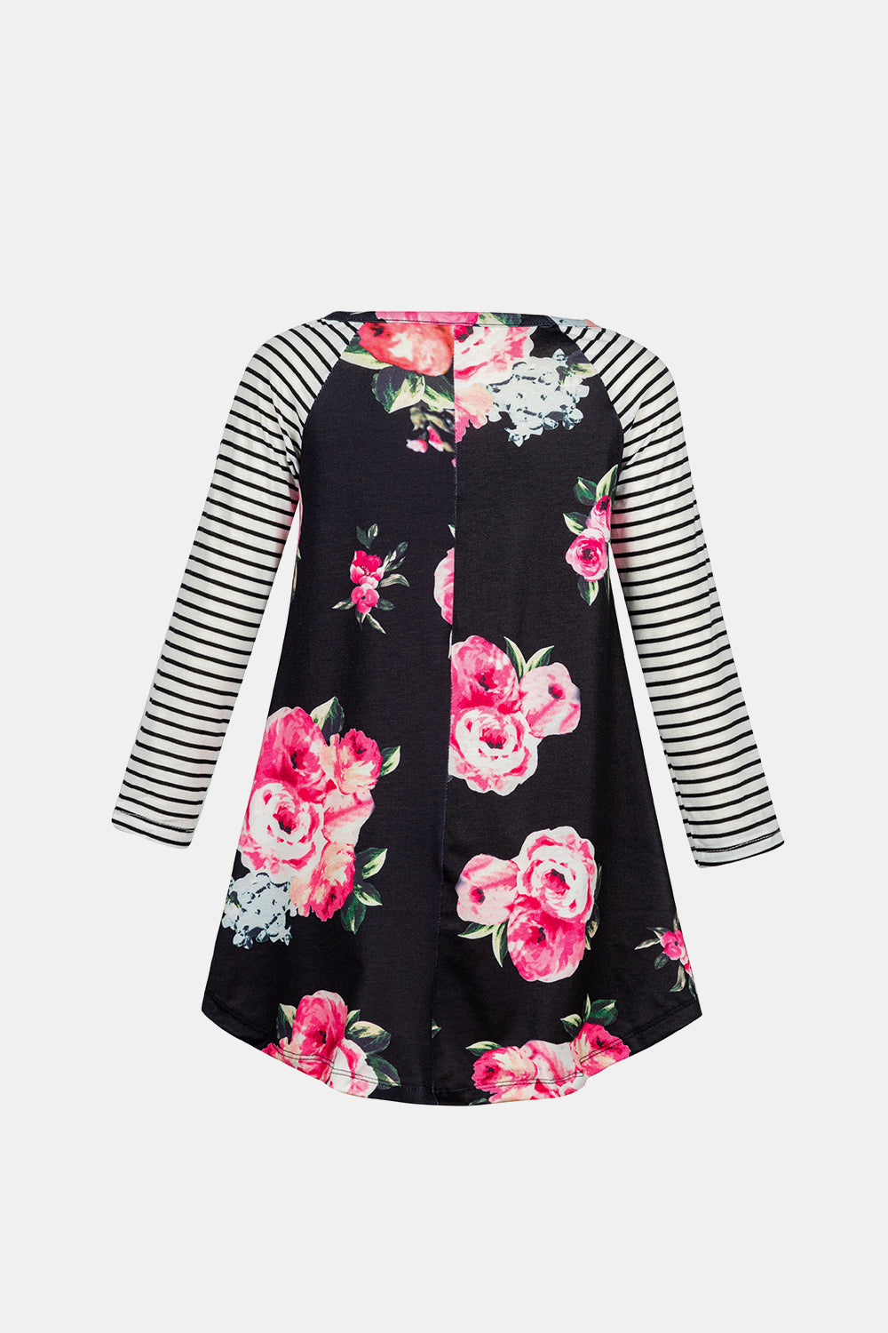 Girls Floral Striped Raglan Sleeve Dress