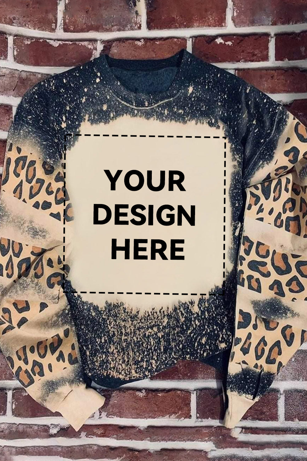 Merry Christmas Multi Tree Print Leopard Sleeve Sweatshirt