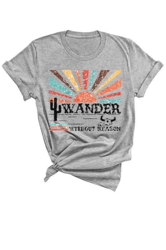 WANDER WESTERN SUNSET VIBE COTTON GRAPHIC T-SHIRT