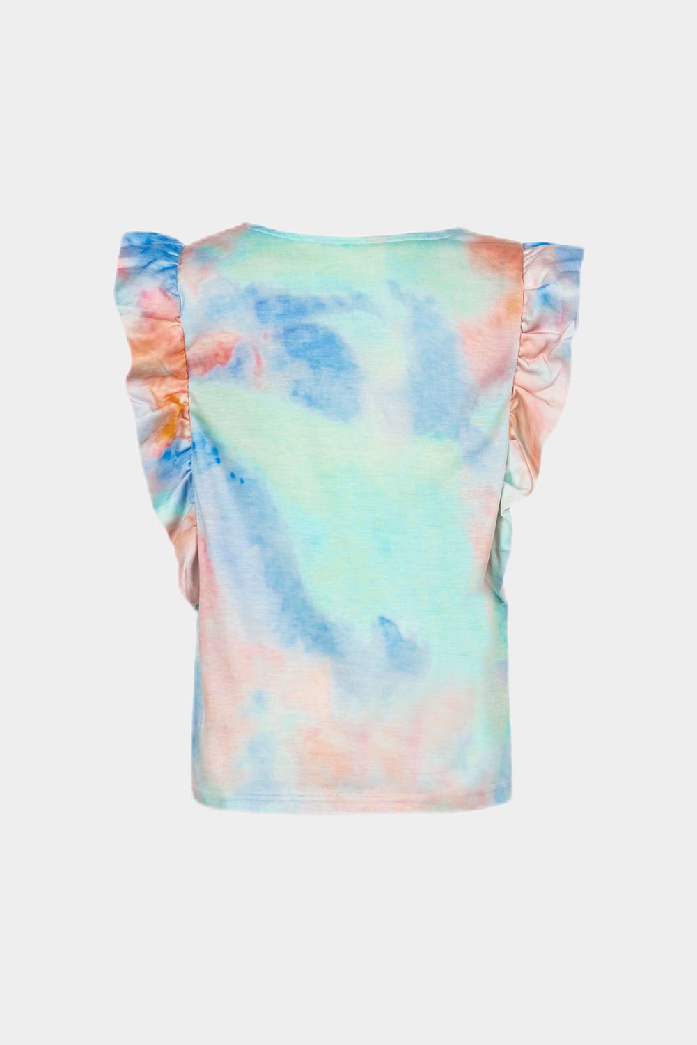 Girls Tie-Dye Ruffle Shoulder Top