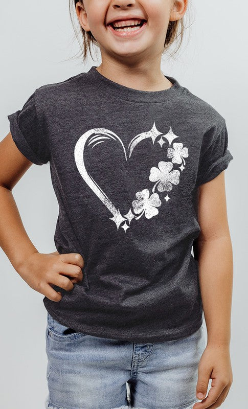 Distressed Clover Heart Patricks Kids Graphic Tee