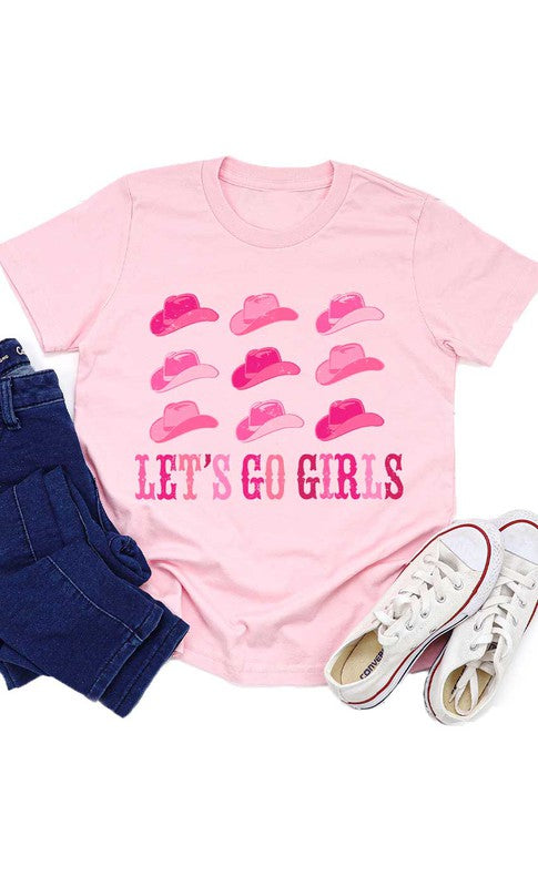 Cowgirl Hat Lets Go Girls Kids Graphic Tee