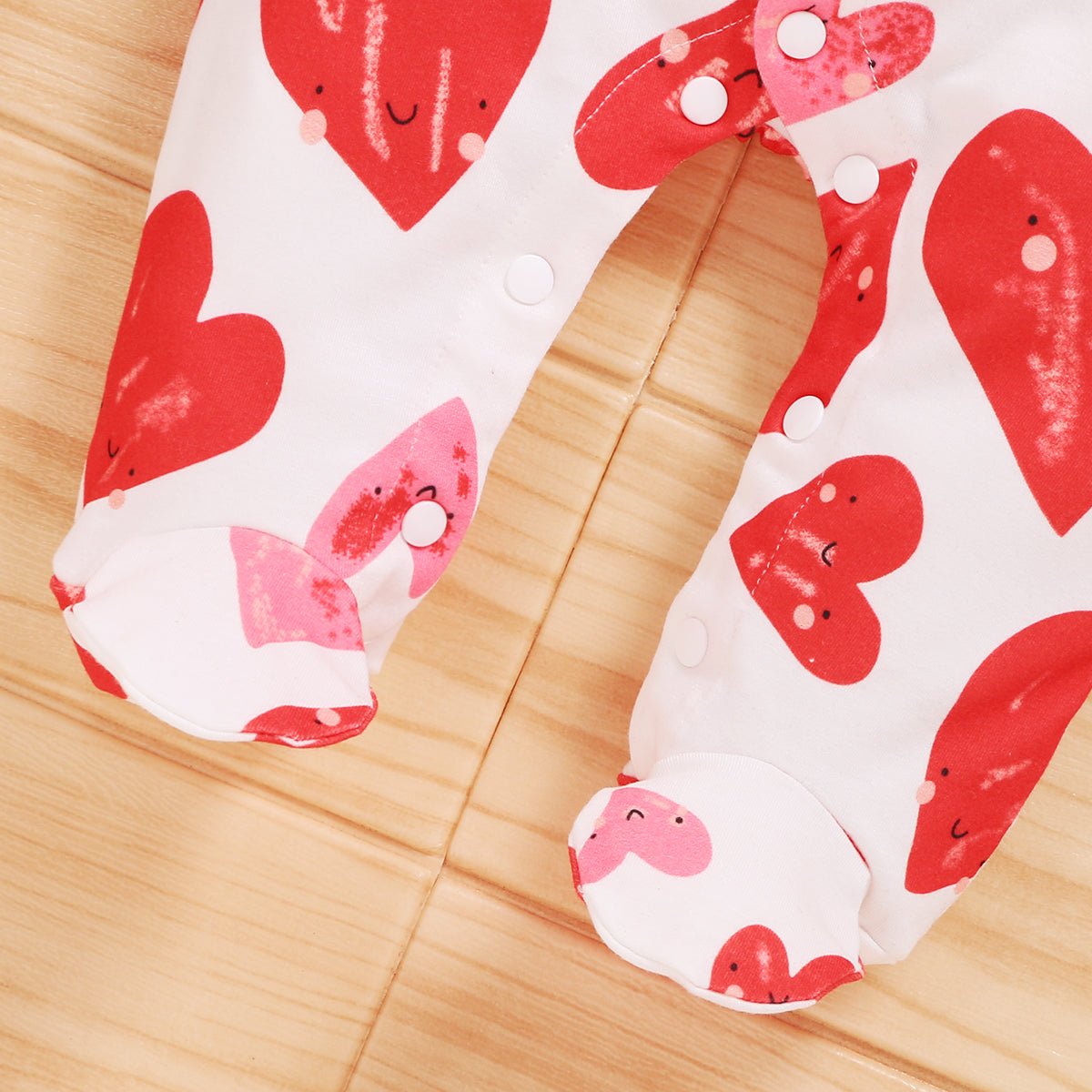 Baby Girl Heart Print Jumpsuit with Beanie