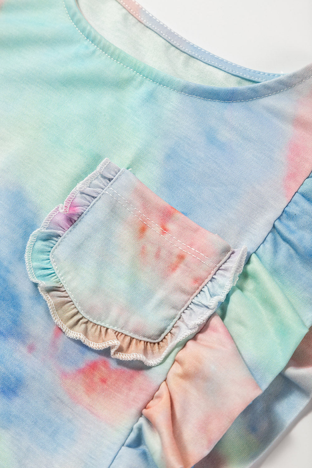 Girls Tie-Dye Ruffle Shoulder Top