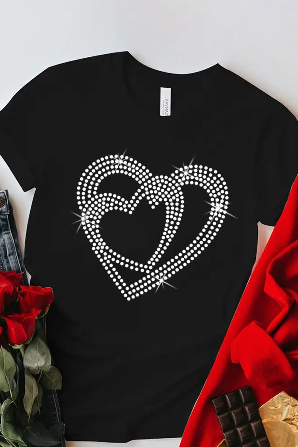 Hello Valentine Letter Print T Shirt