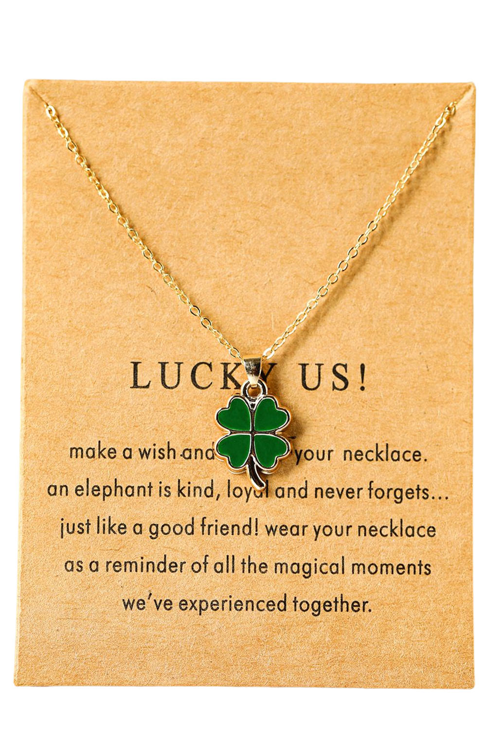 St. Patricks Day Clover Pendant Alloy Card Necklace