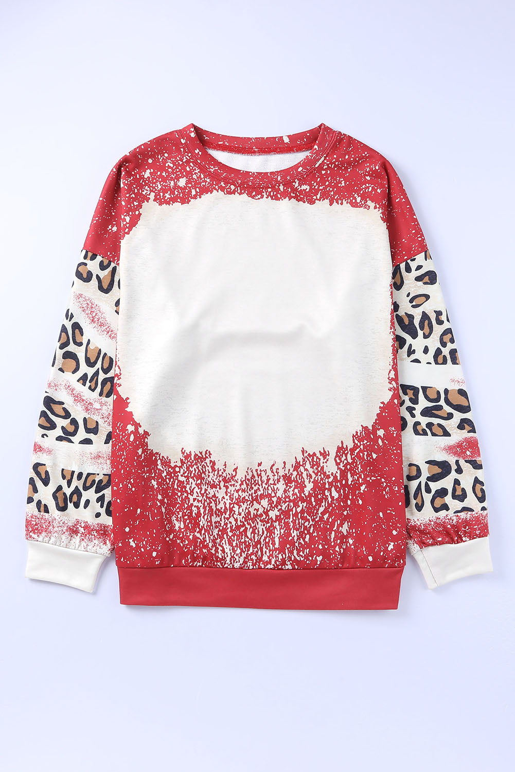 Merry Christmas Multi Tree Print Leopard Sleeve Sweatshirt