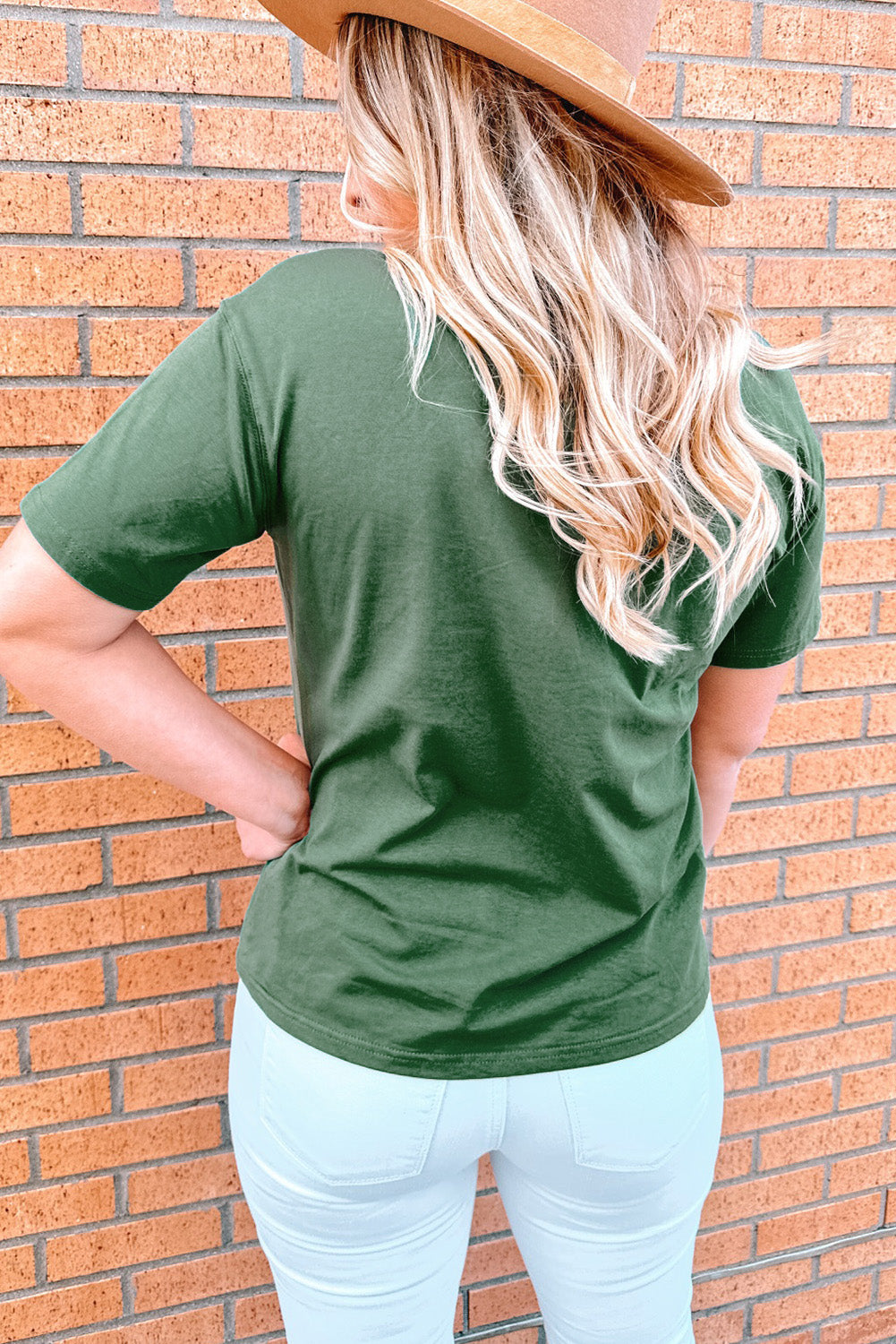 Embroidered Round Neck Pocket Tee