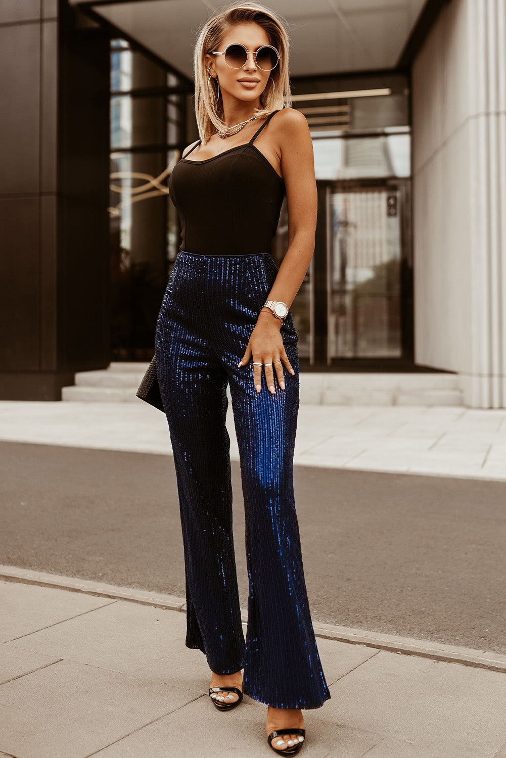 Charleston Nights High Waist Sequin Flare Pants