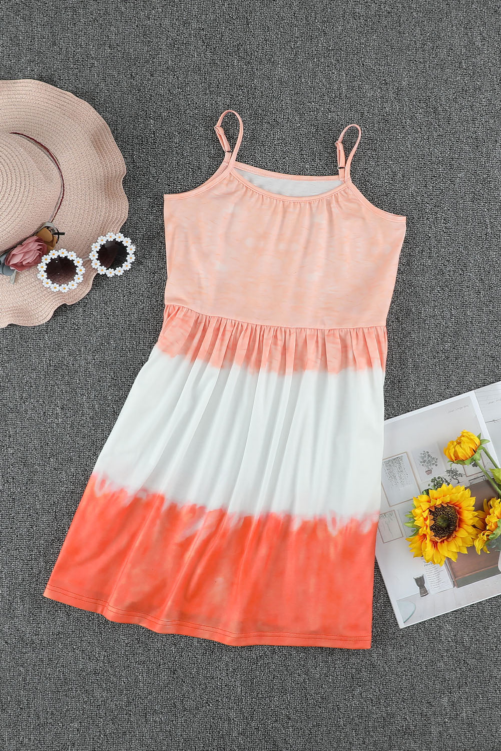 Girls Tie-Dye Adjustable Spaghetti Strap Dress