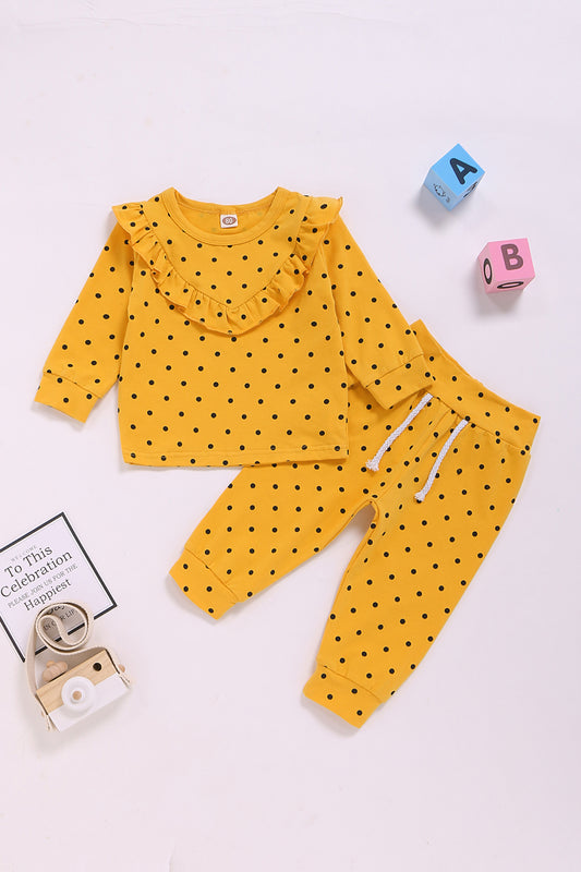 Baby Girls Polka Dot Ruffle Top and Pants Set