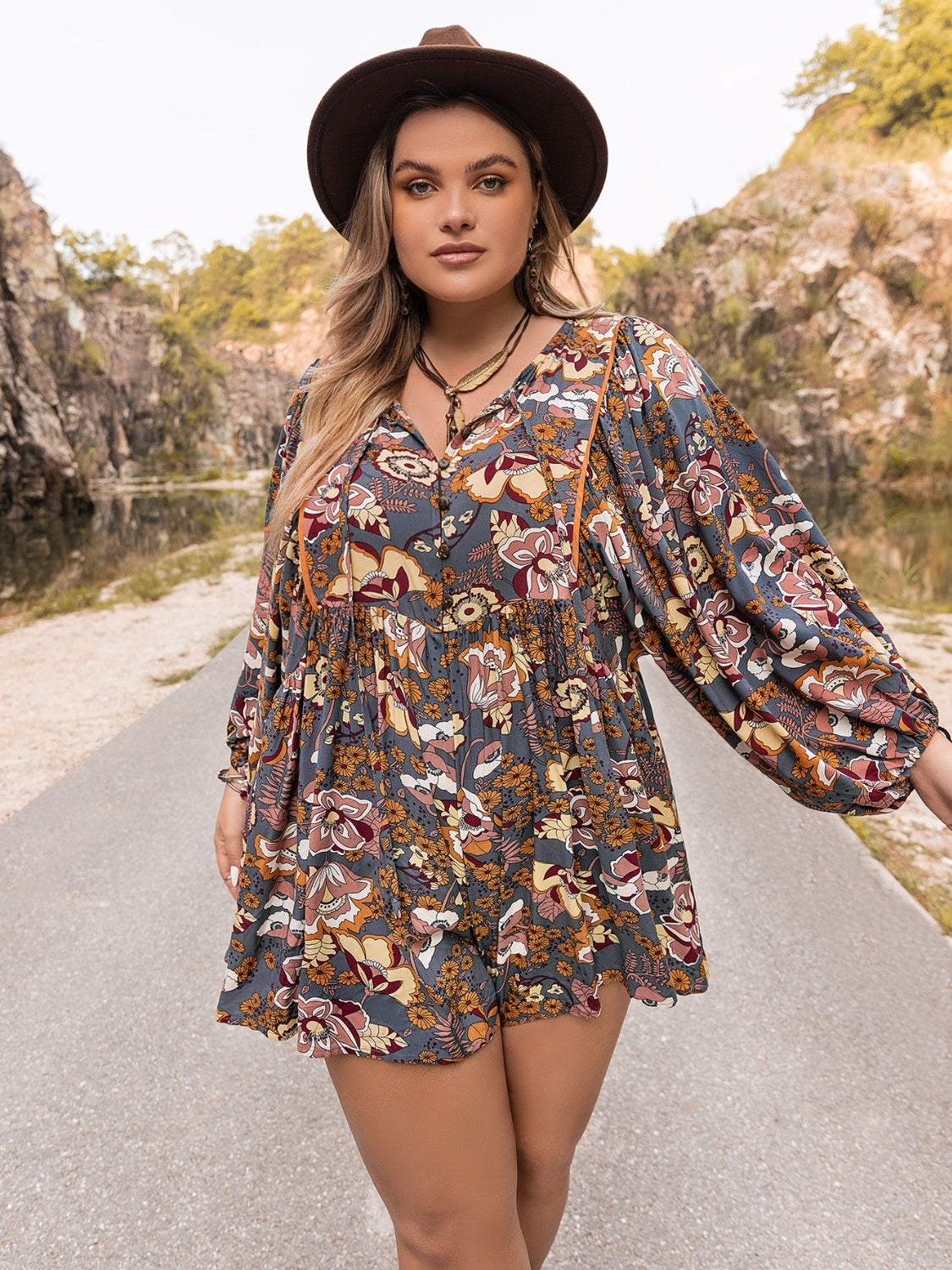 Plus Size Long Sleeve Romper