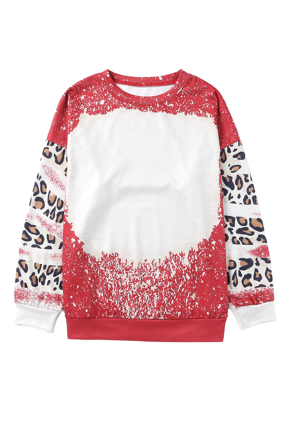 Merry Christmas Multi Tree Print Leopard Sleeve Sweatshirt