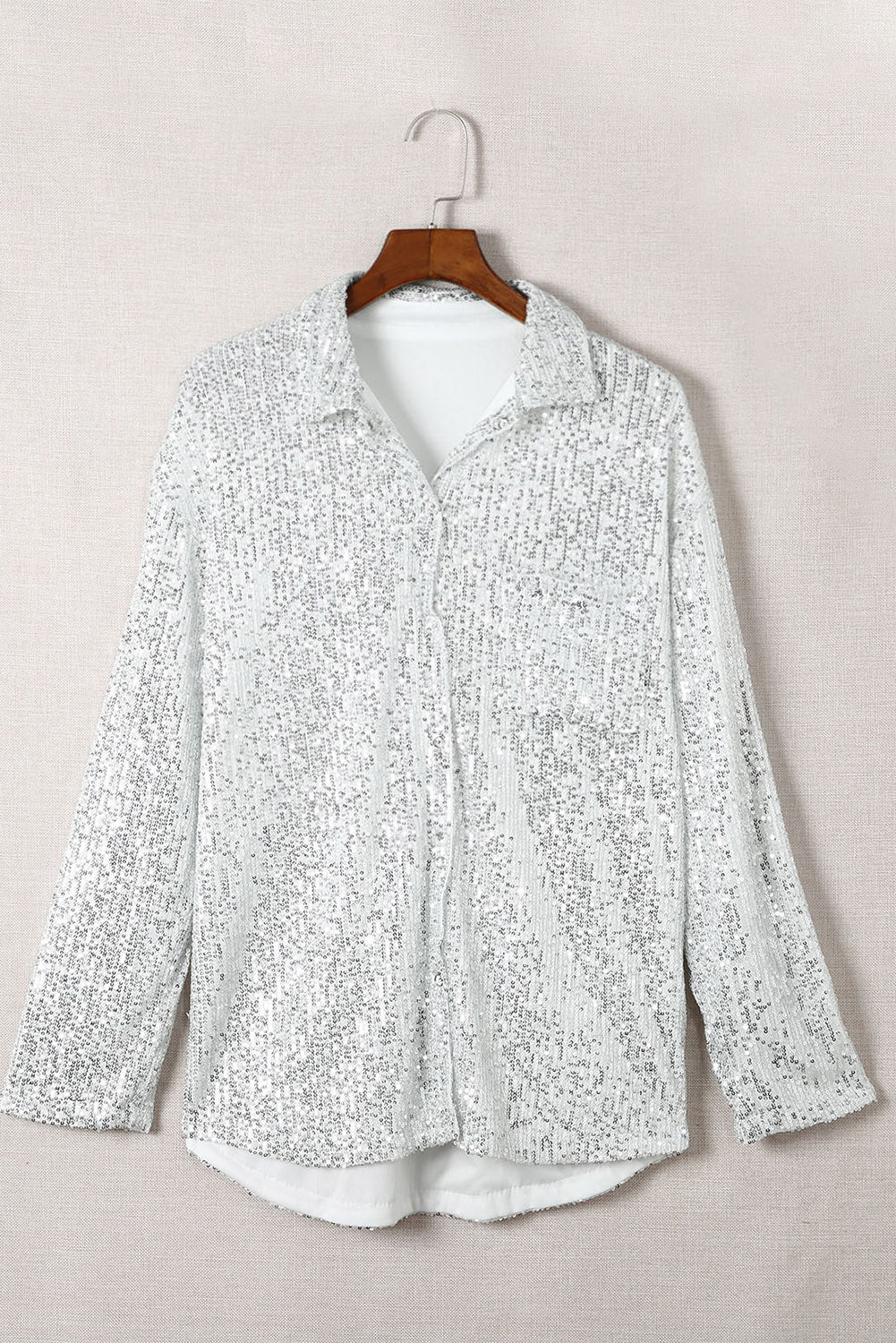 Charleston Nights Sequin Pocketed Loose Shirt