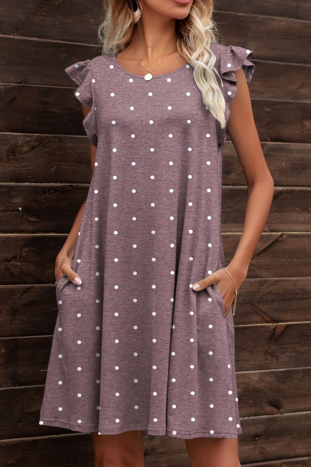 Butterfly Sleeve Round Neck Dress