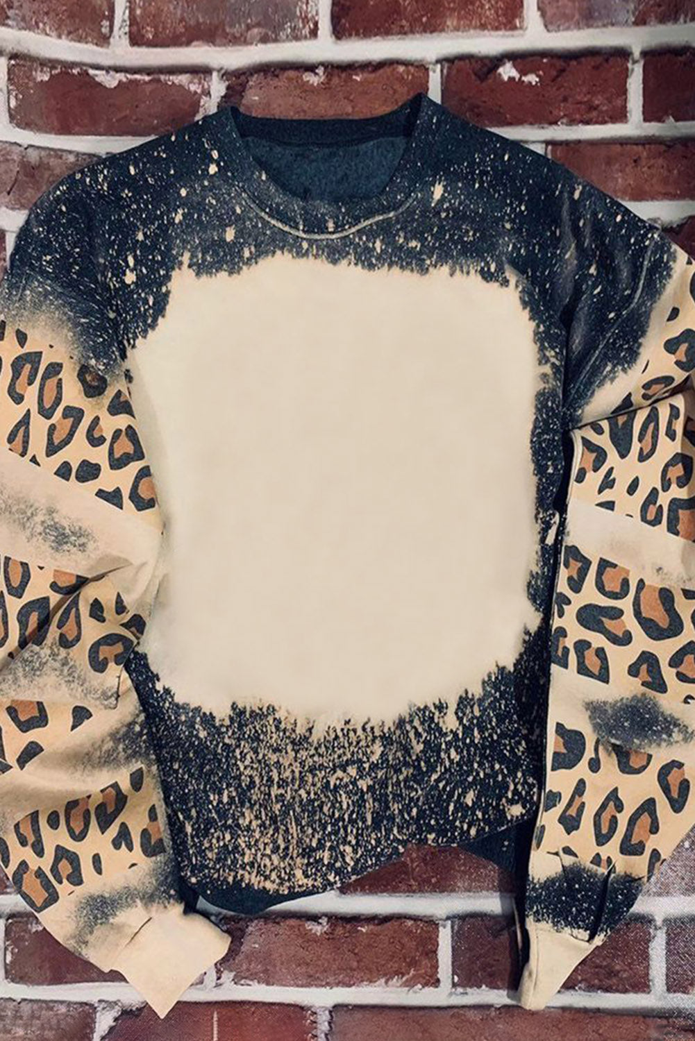 Merry Christmas Multi Tree Print Leopard Sleeve Sweatshirt