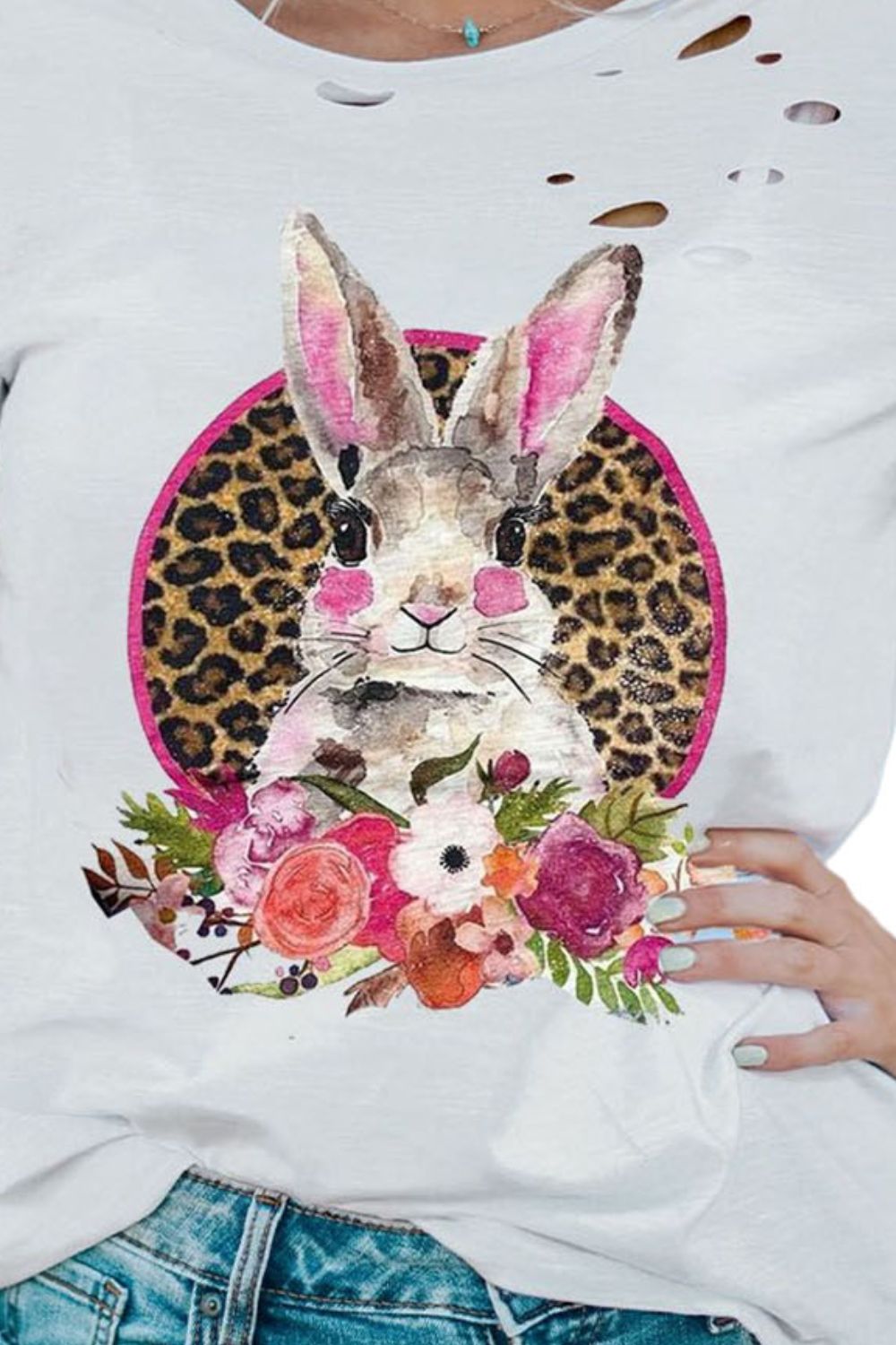 Easter Graphic Distressed Tee Shirt