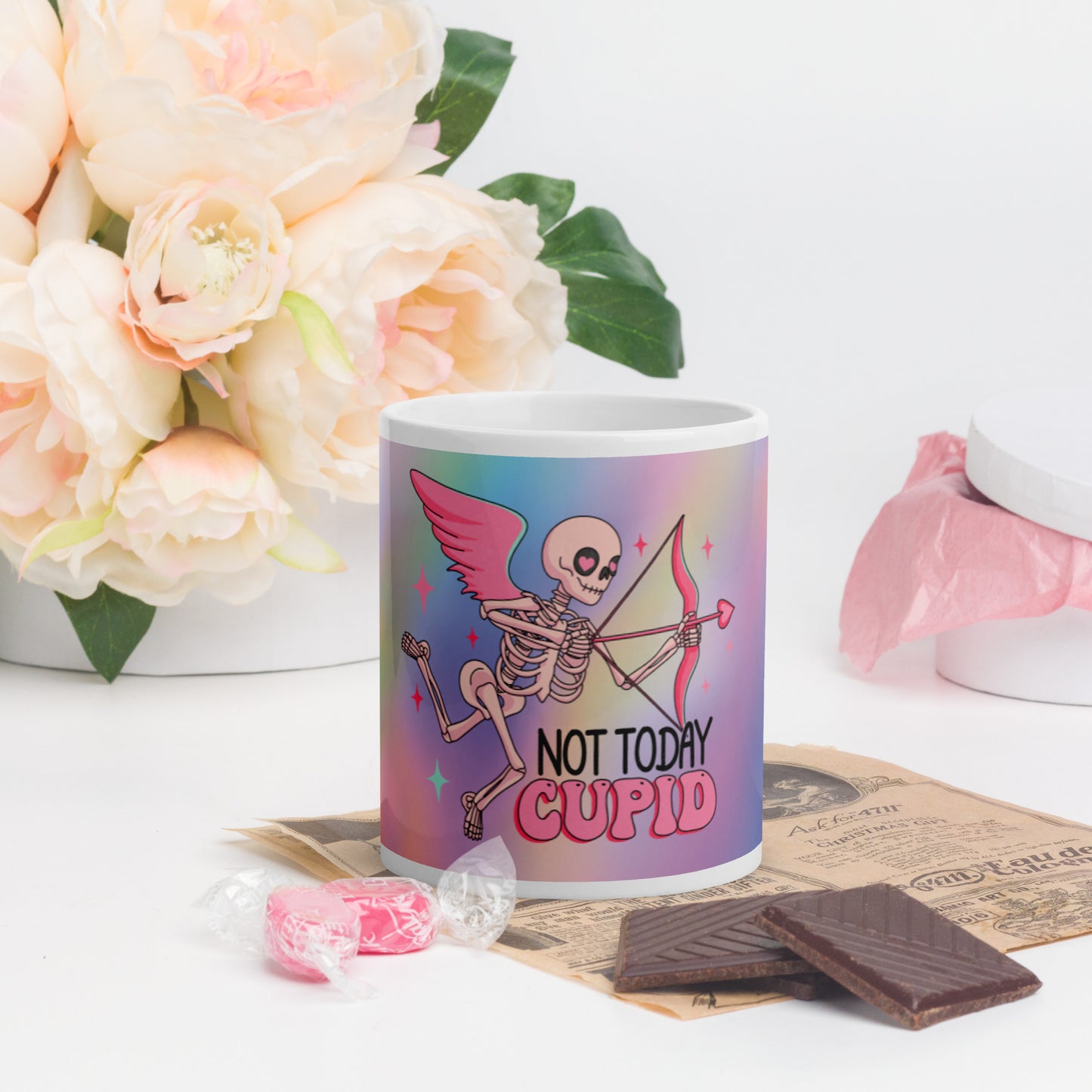 Not Today Cupid glossy mug