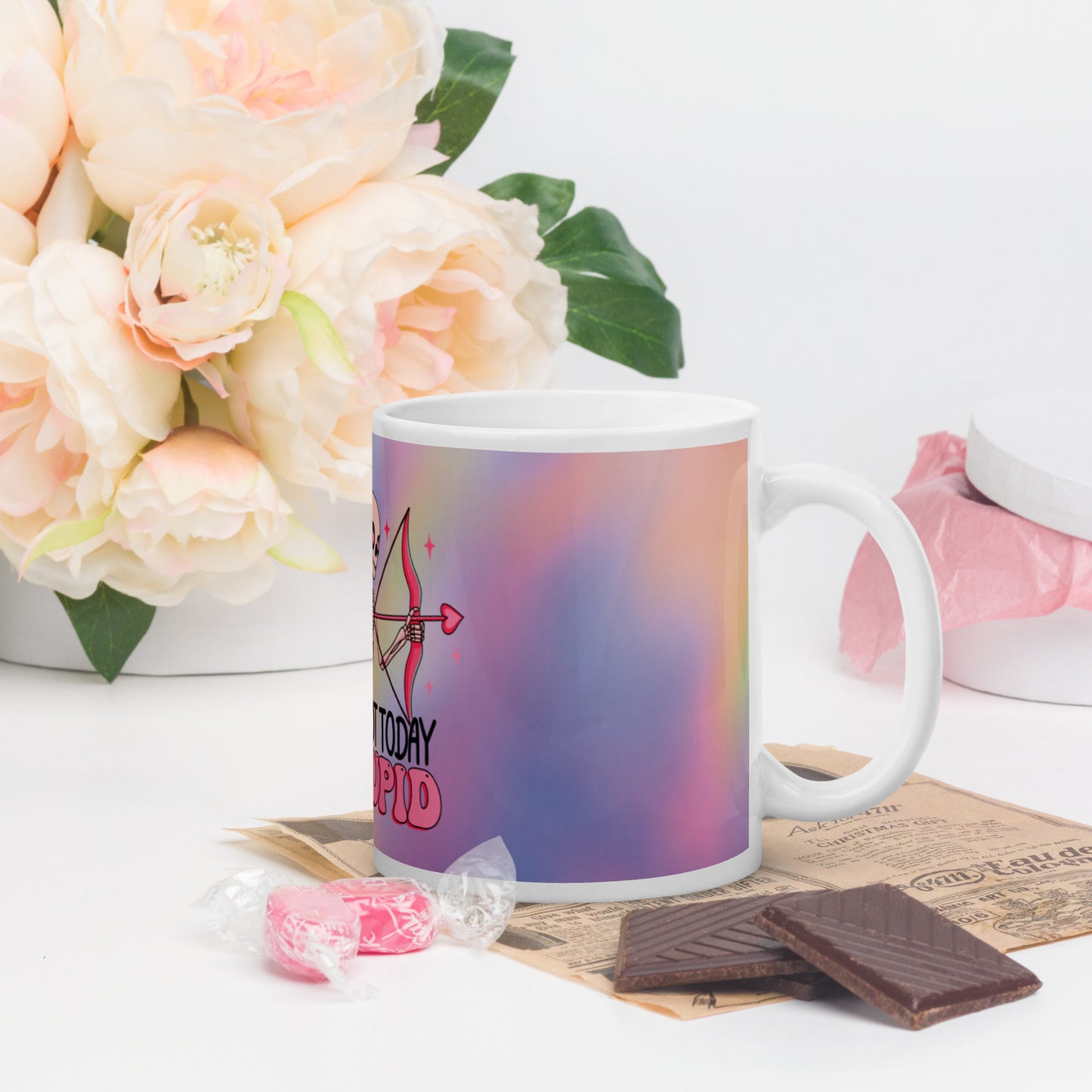 Not Today Cupid glossy mug