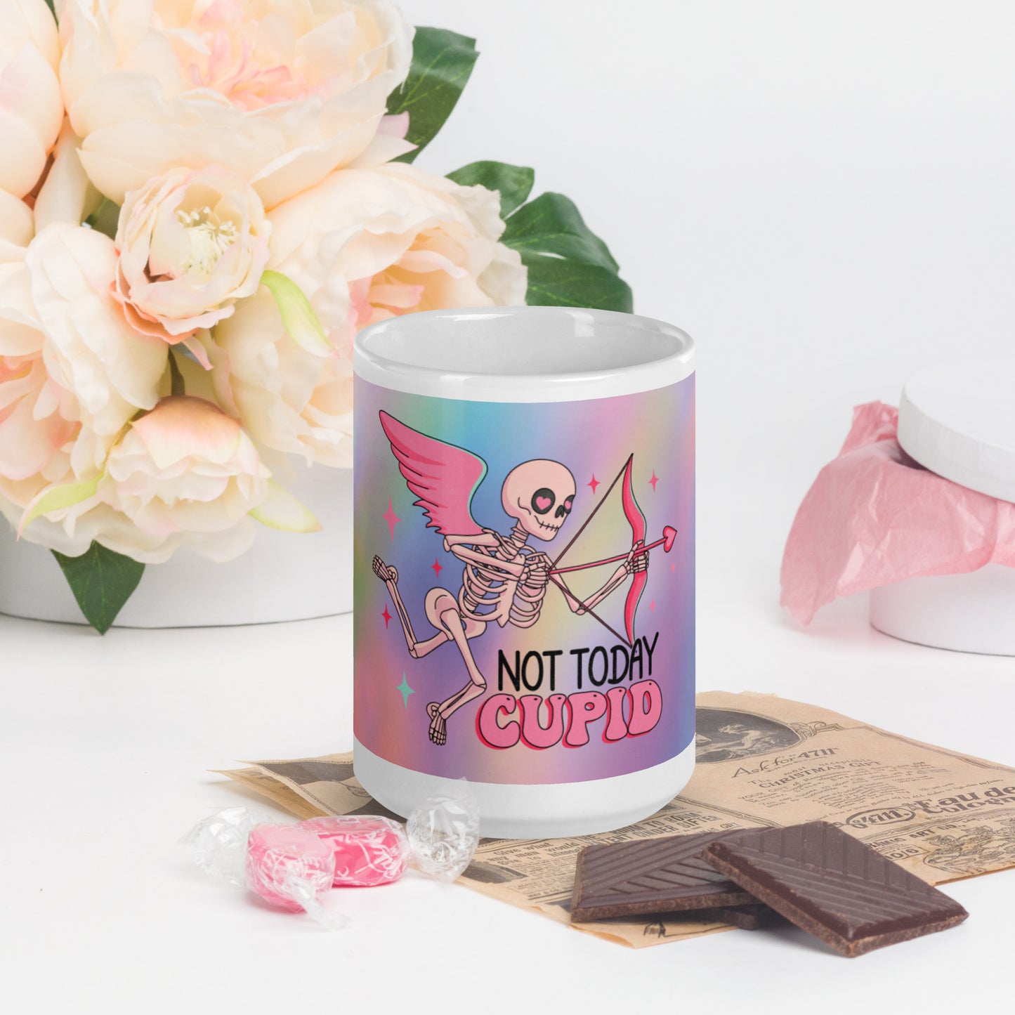 Not Today Cupid glossy mug