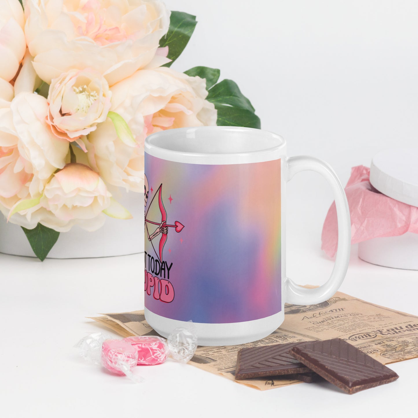 Not Today Cupid glossy mug